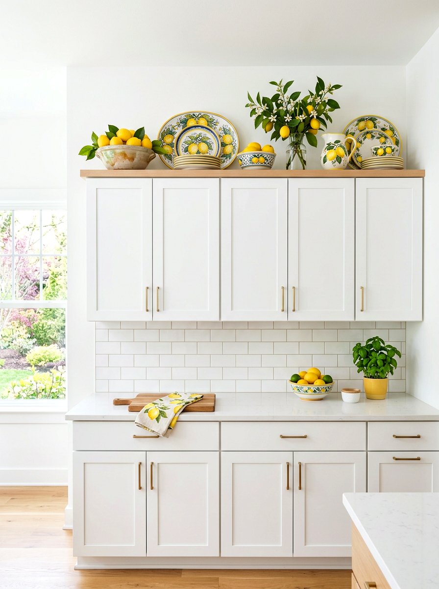 Lemon themed decor - 25 Spring Above Cabinet Decor Ideas