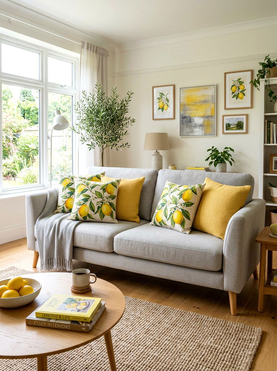 Lemon throw pillows living room - 25 Spring Lemon Decor Ideas