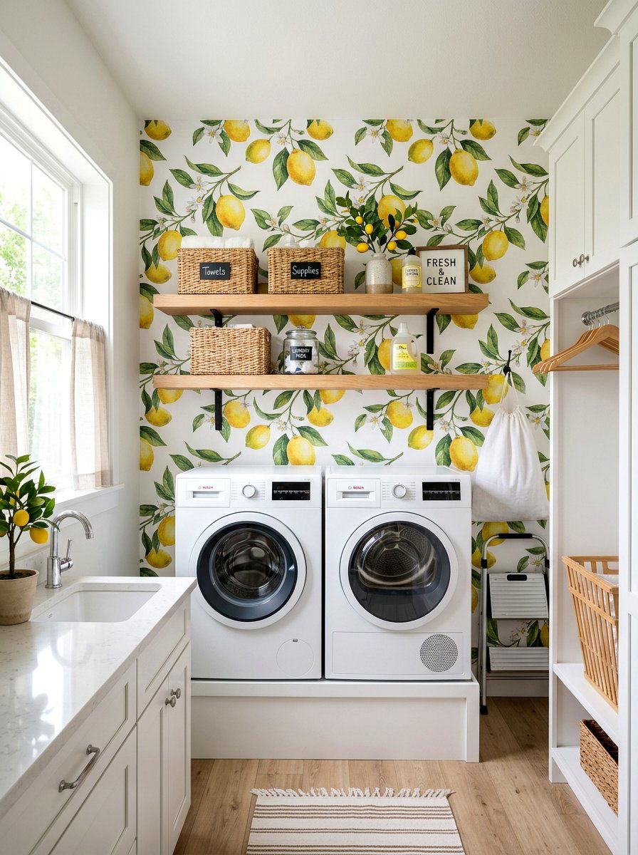 Lemon wallpaper accent wall - 25 Spring Lemon Decor Ideas