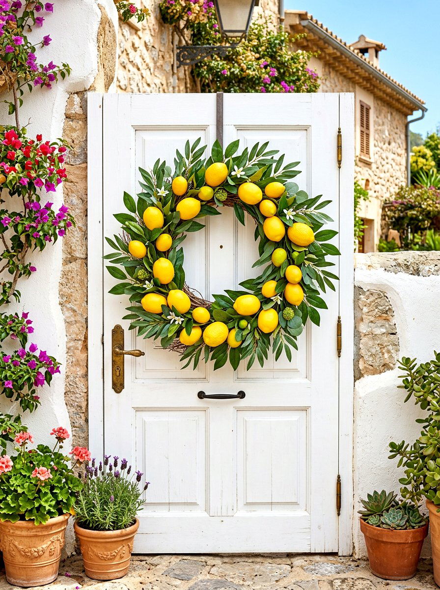 Lemon wreath - 25 Spring Wreath Craft Ideas