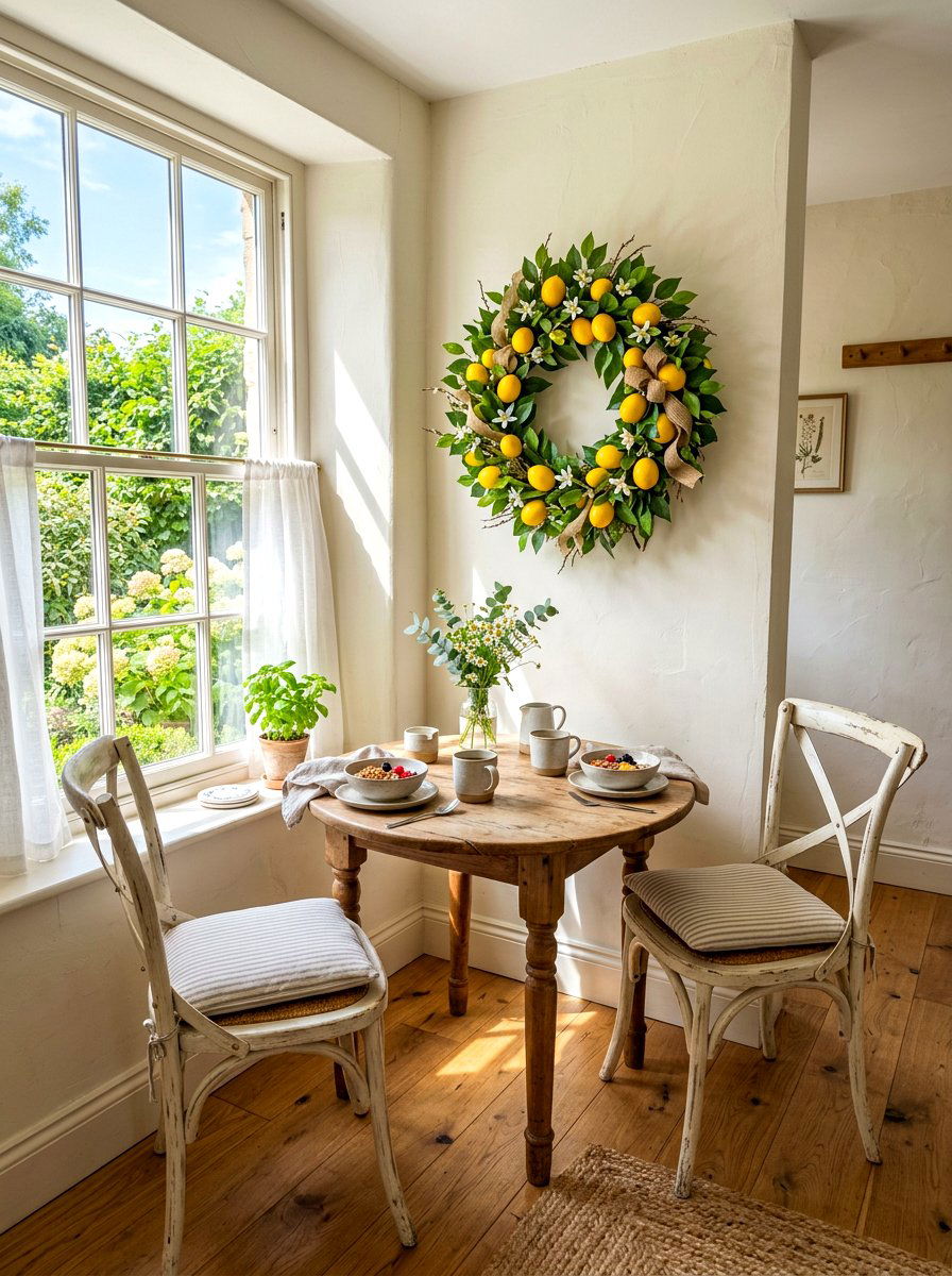 Lemon wreath for breakfast nook - 25 Spring Mini Wreath Ideas