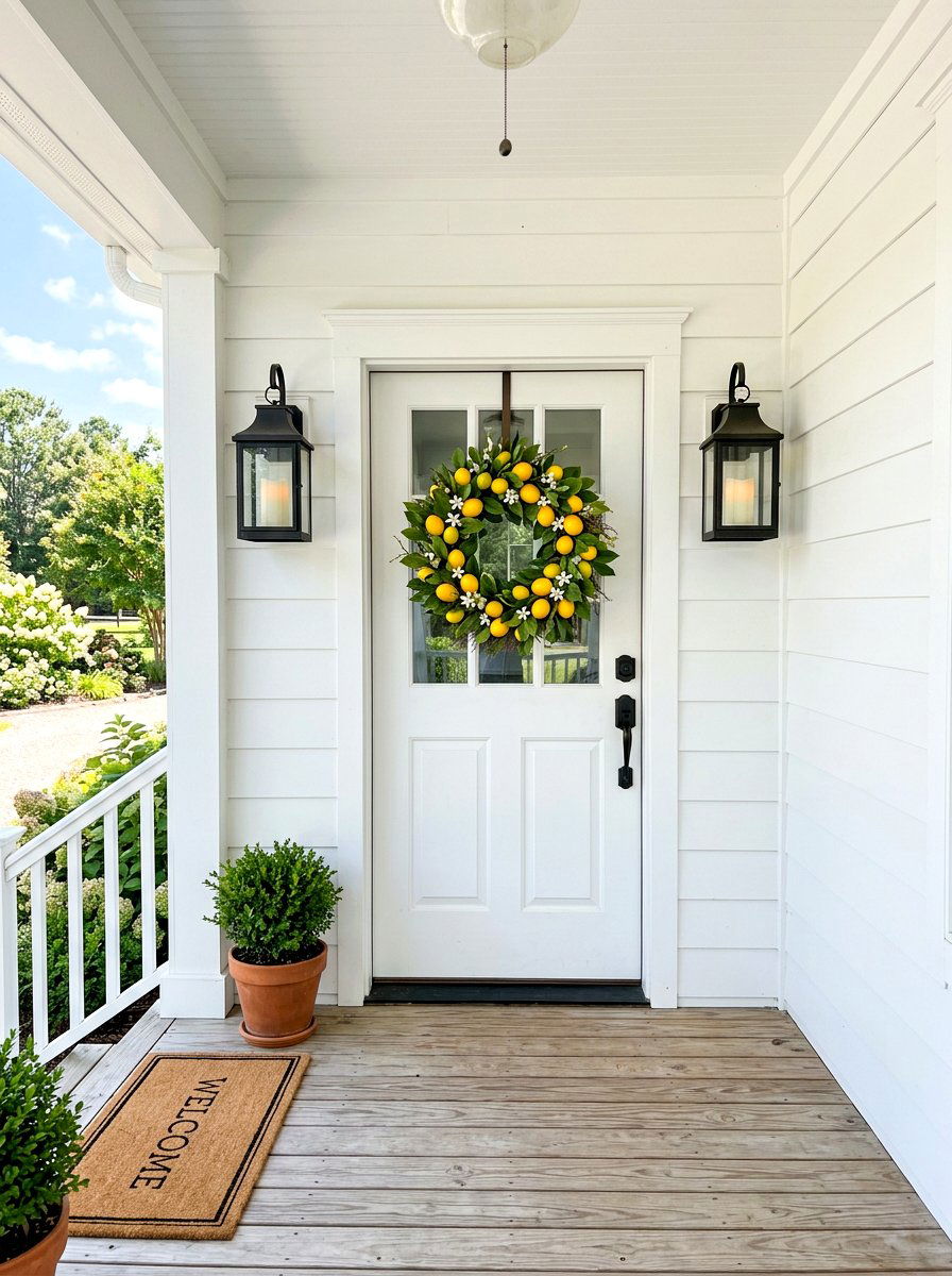 Lemon wreath for front door - 25 Spring Lemon Decor Ideas