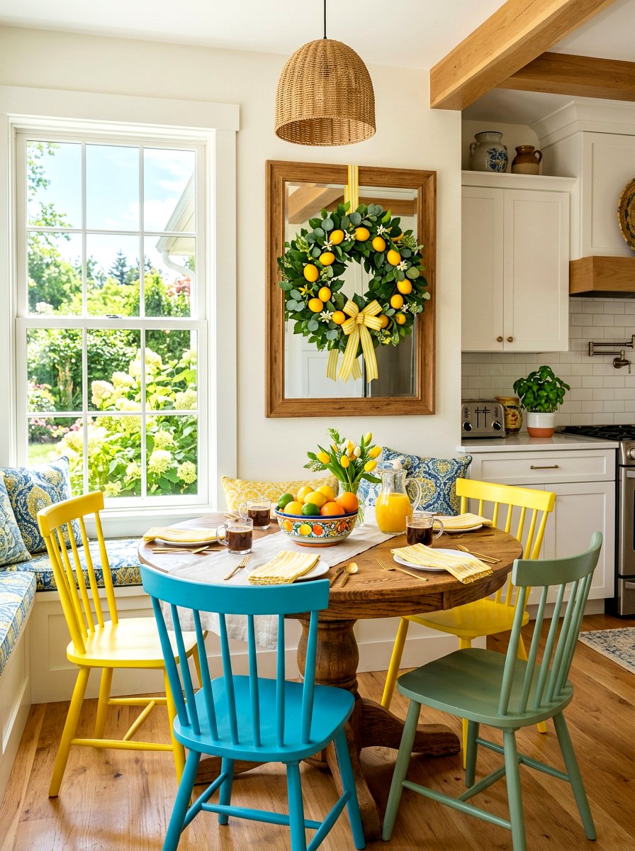 Lemon wreath on kitchen mirror - 25 Spring Wreath on Mirror Ideas