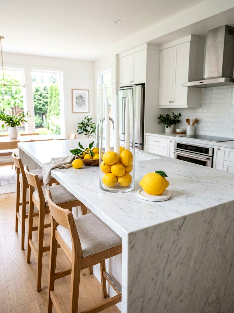 Lemons and White Pillars - 25 Spring Candle Arrangement Ideas