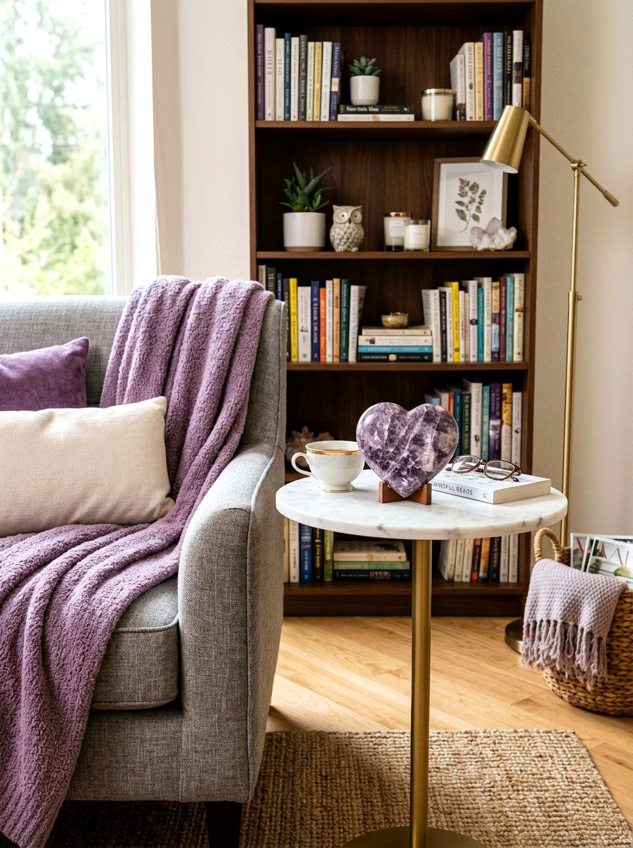 Lepidolite Reading Nook - 25 Spring Crystal Decor Ideas
