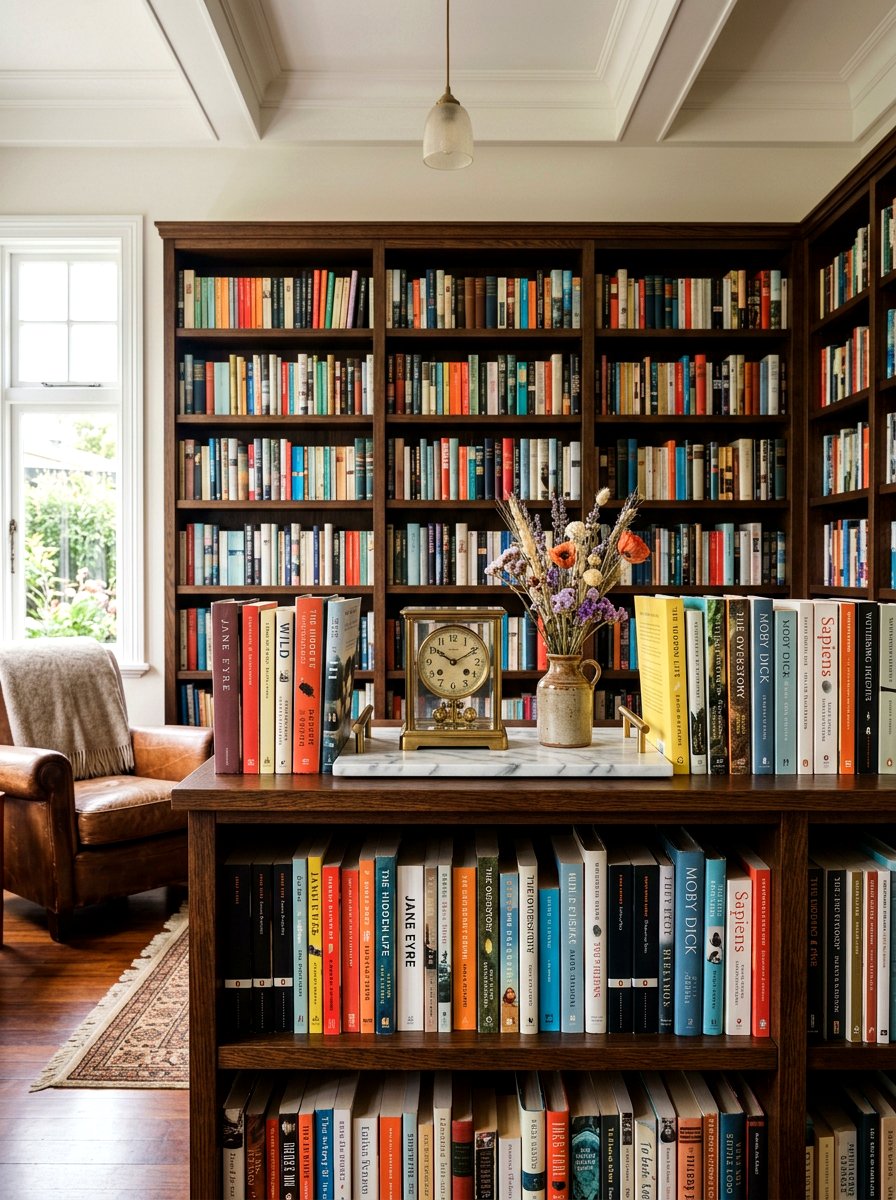 Library Bookcase Marble Tray - 25 Spring Marble Tray Decor Ideas