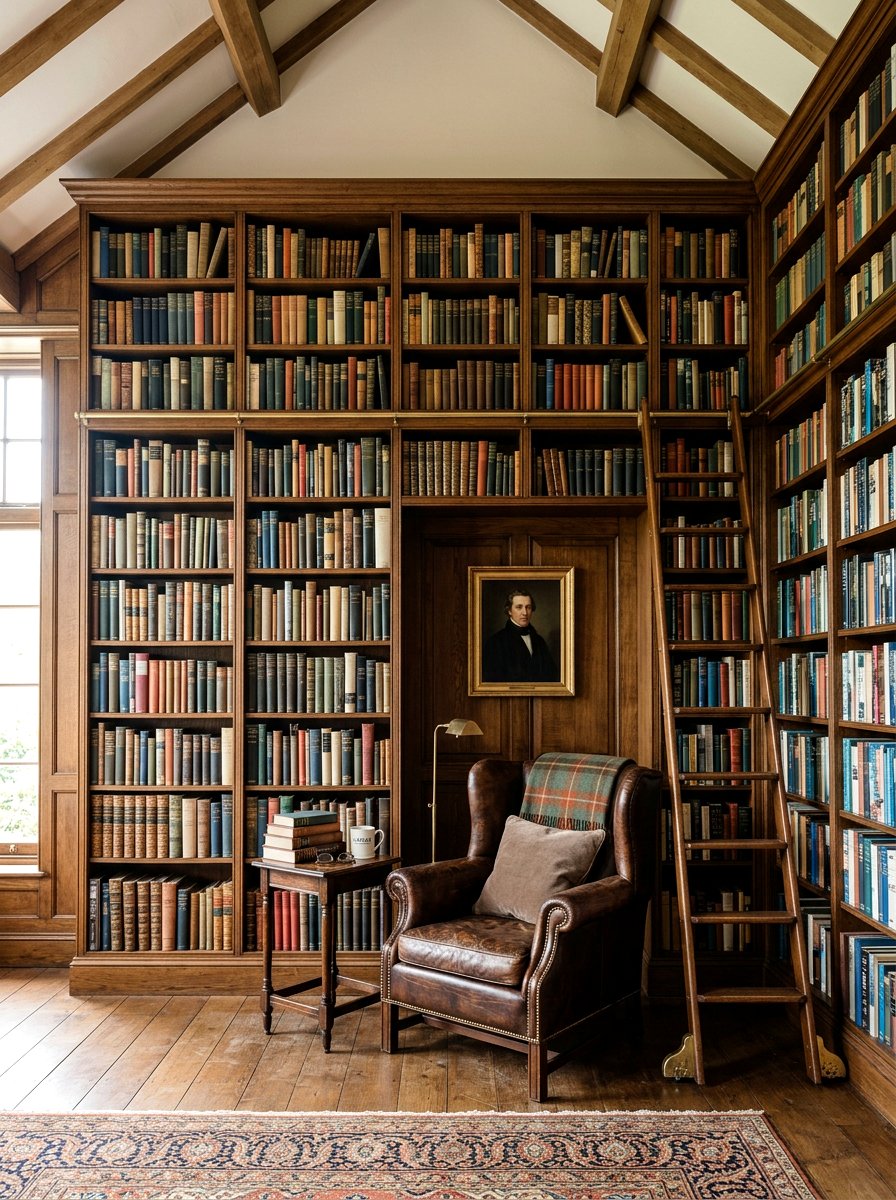 Library wall reading nook - 25 Spring Reading Nook Decor Ideas