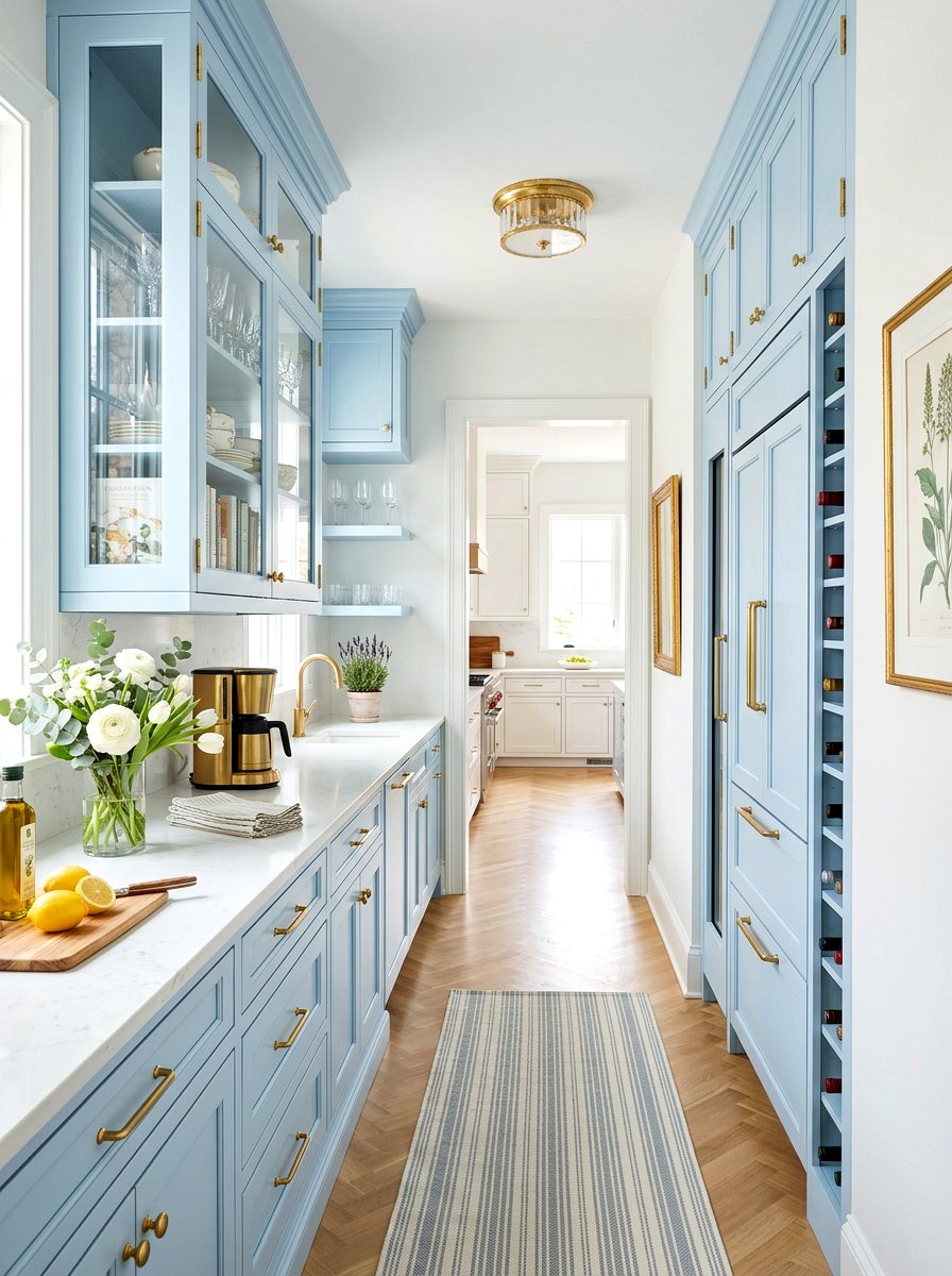 Light Blue Butler Pantry - 25 Spring Baby Blue Decor Ideas