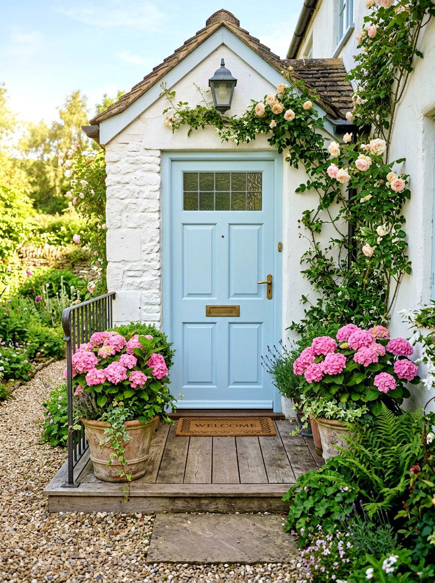 Light Blue Cottage Door - 25 Spring Cottage Door Ideas