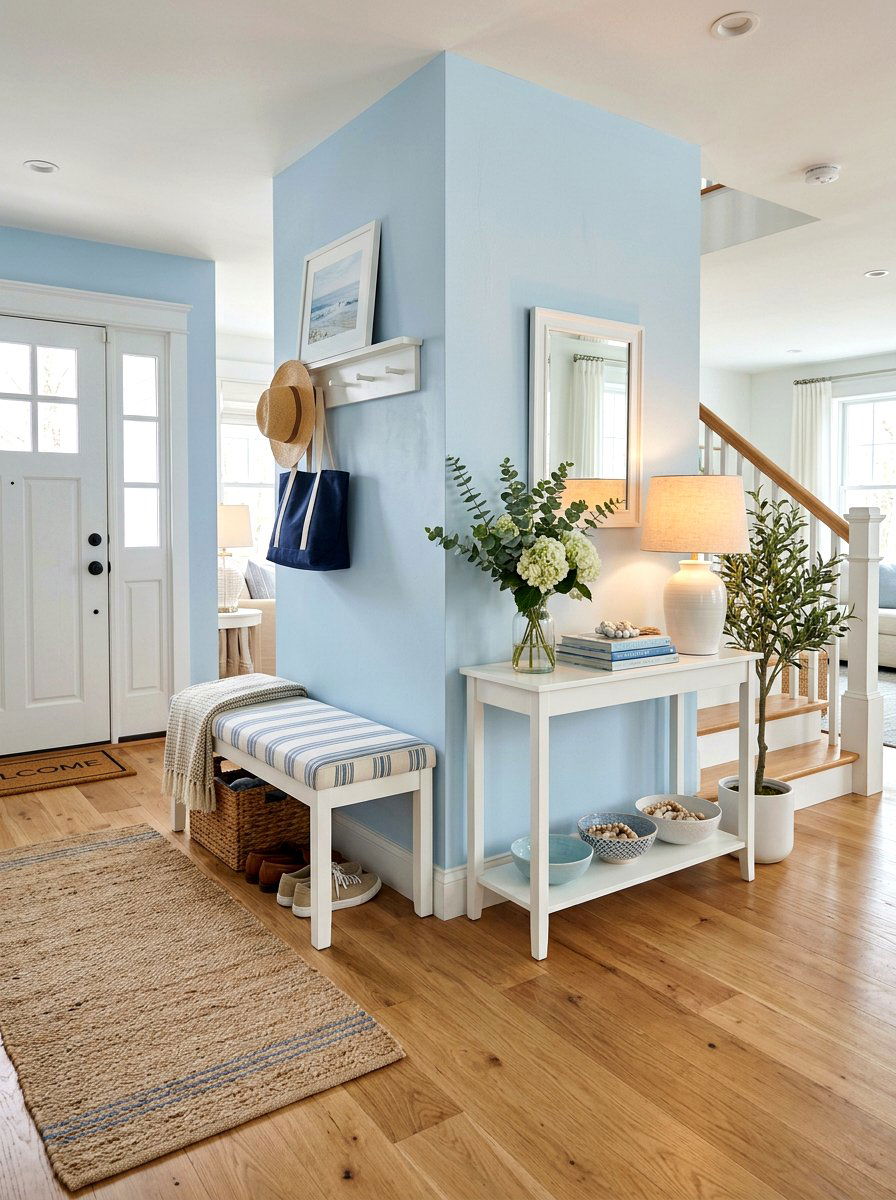 Light Blue Entryway - 25 Spring Baby Blue Decor Ideas