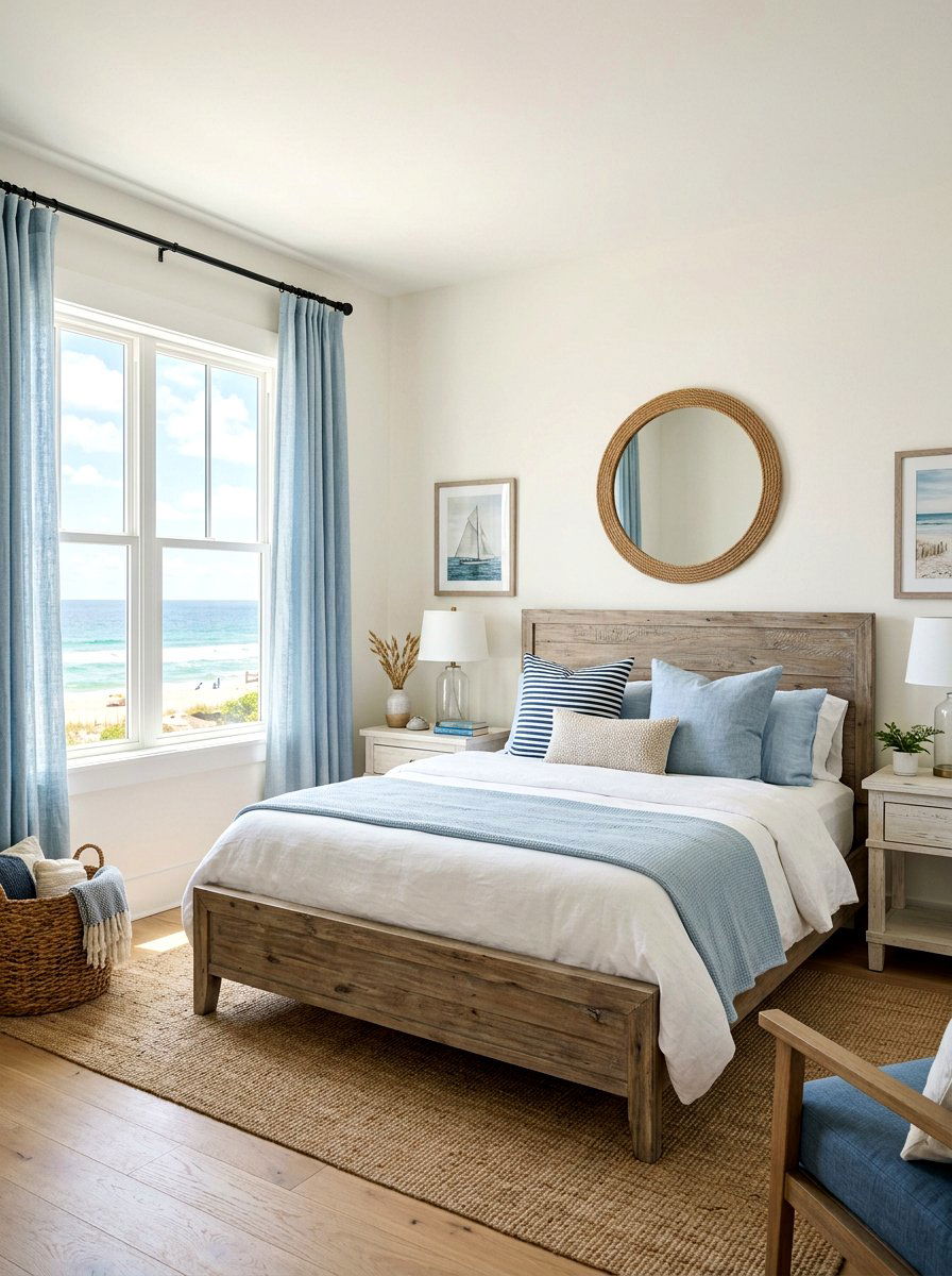 Light Blue Linen Panels - 25 Spring Bedroom Curtain Ideas