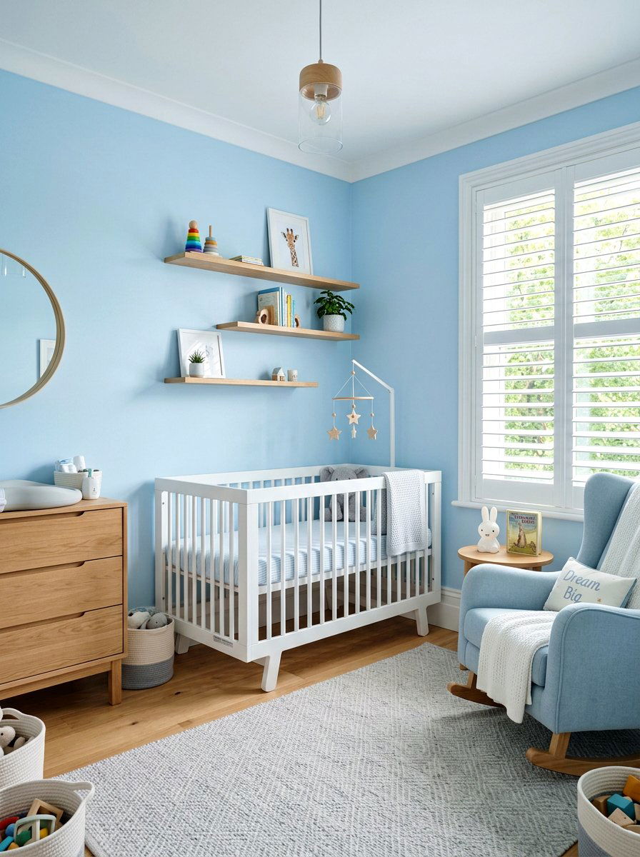 Light Blue Nursery Walls - 25 Spring Soft Blue Decor Ideas