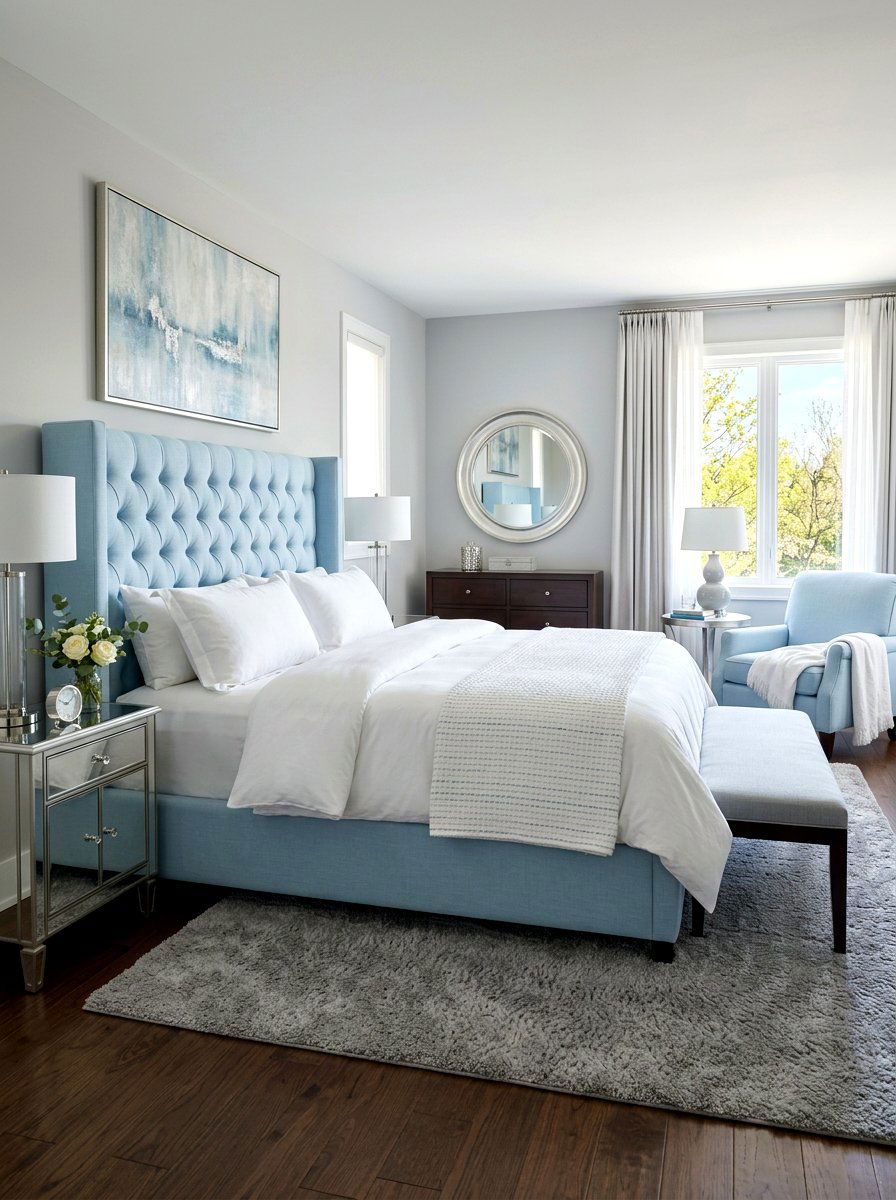 Light Blue Upholstery - 25 Spring Hotel Room Decor Ideas