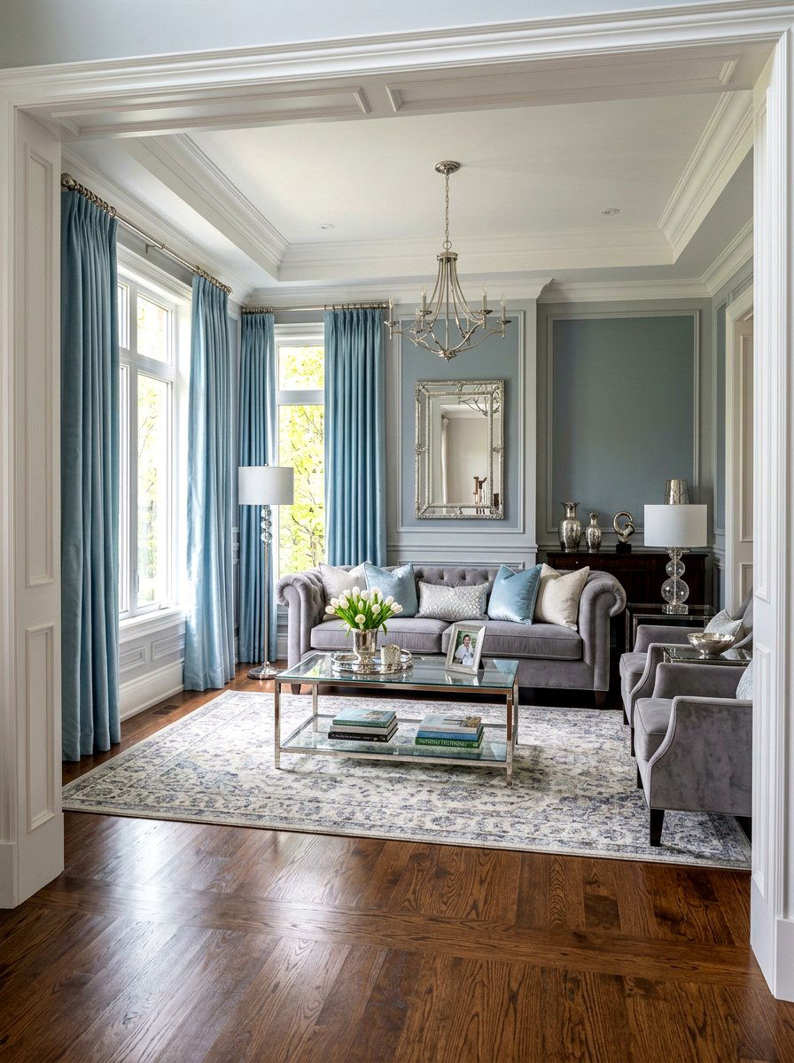 Light Blue Velvet Curtains - 25 Spring Curtain Ideas