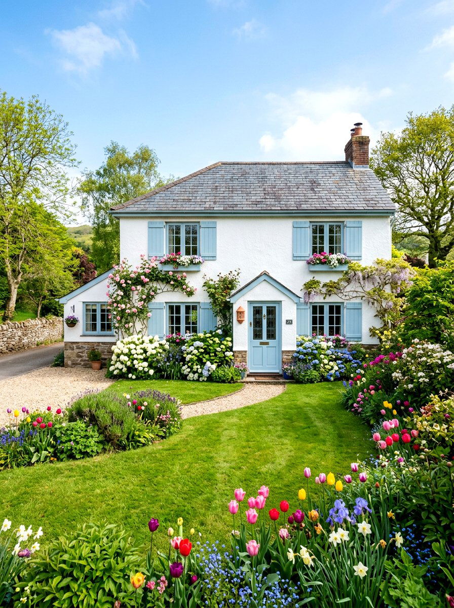 Light Blue Window Shutters - 25 Spring Soft Blue Decor Ideas