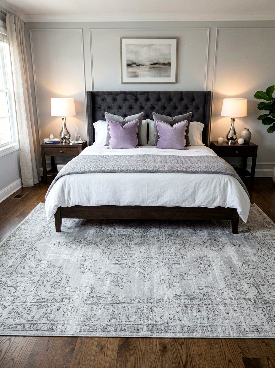 Light Gray Distressed Rug - 25 Spring Bedroom Rug Ideas