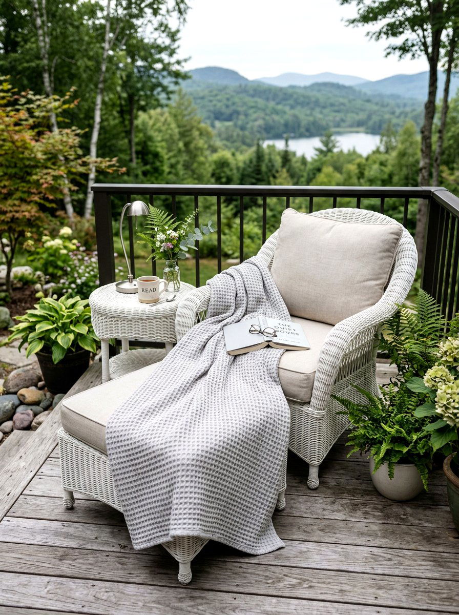 Light Gray Waffle Weave Blanket - 25 Spring Outdoor Throw Ideas