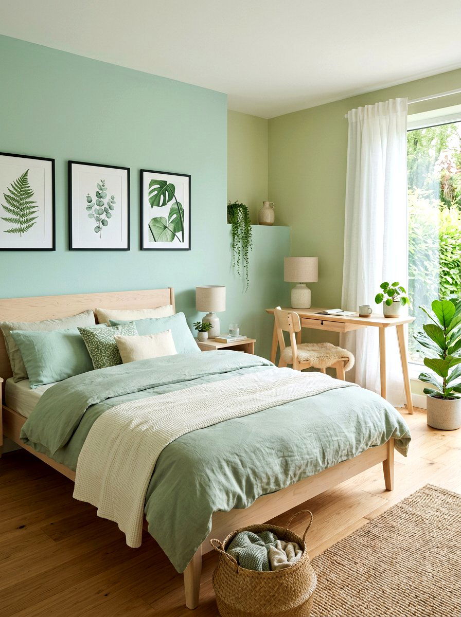 Light Green Nature Bedroom - 25 Spring Kids Room Decor Ideas