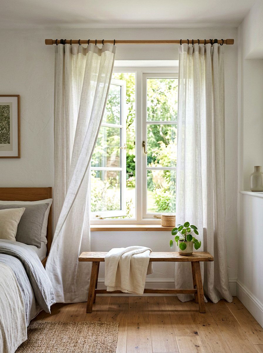 Light Linen Curtains - 25 Spring Cheap Decor Ideas