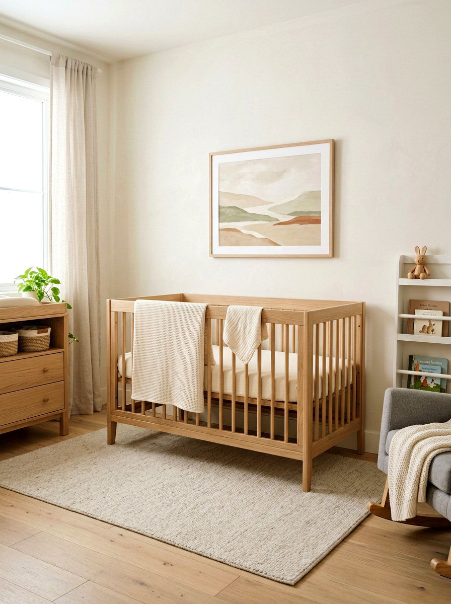Light Oak Baby Crib - 25 Spring Crib Decor Ideas