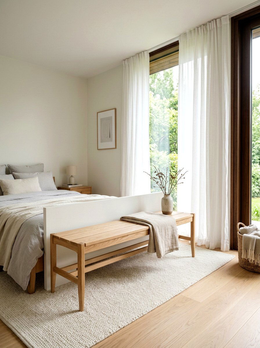 Light Oak Bench - 25 Spring Bedroom Bench Ideas