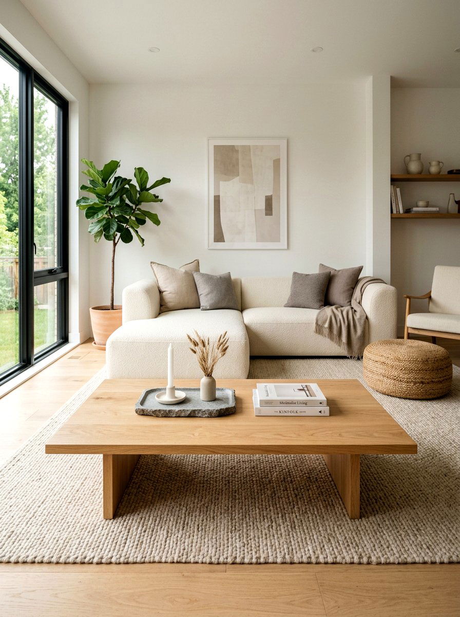 Light Oak Coffee Table - 25 Spring Neutral Decor Ideas