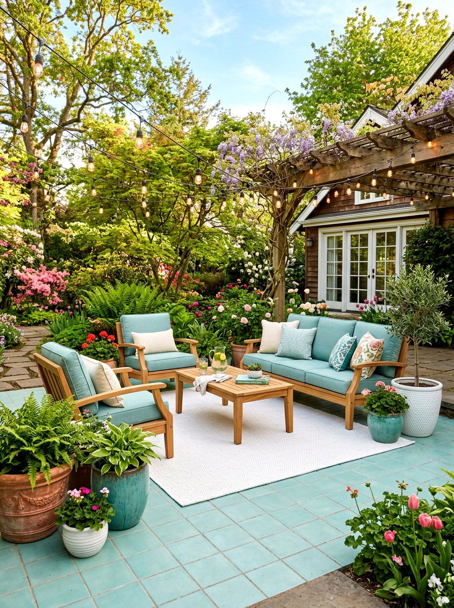 Light Teal Patio - 25 Spring Pastel Decor Ideas