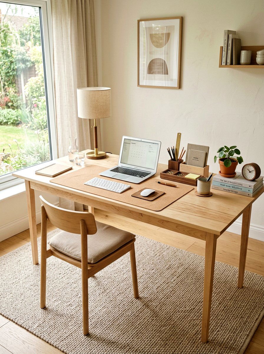 Light Wood Desk Layout - 25 Spring Desk Decor Ideas