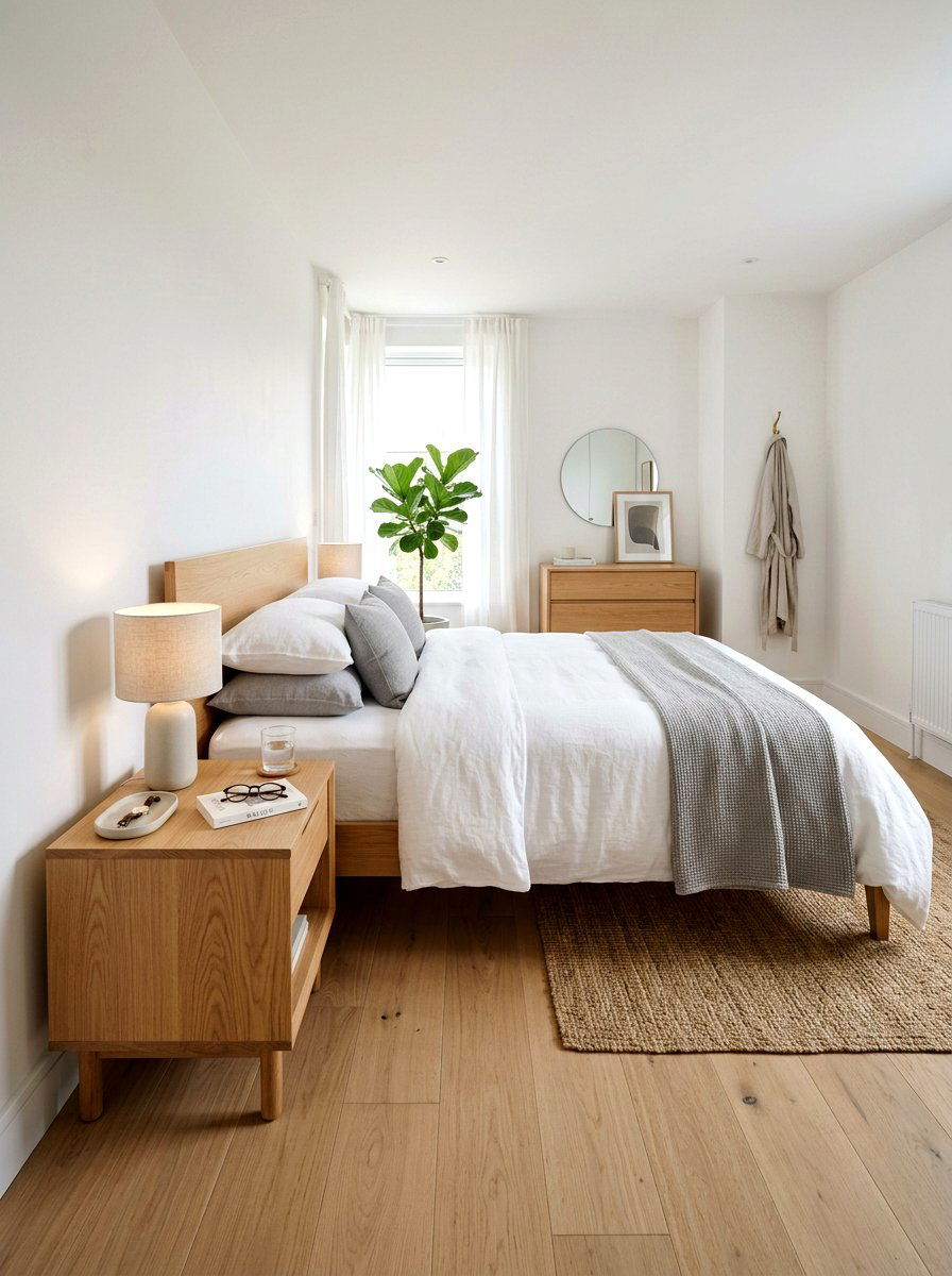 Light Wood Nightstand - 25 Spring Bedroom Refresh Ideas