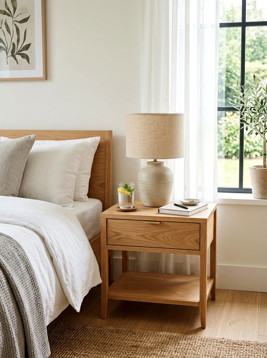 Light Wood Nightstand - 25 Spring Guest Room Decor Ideas