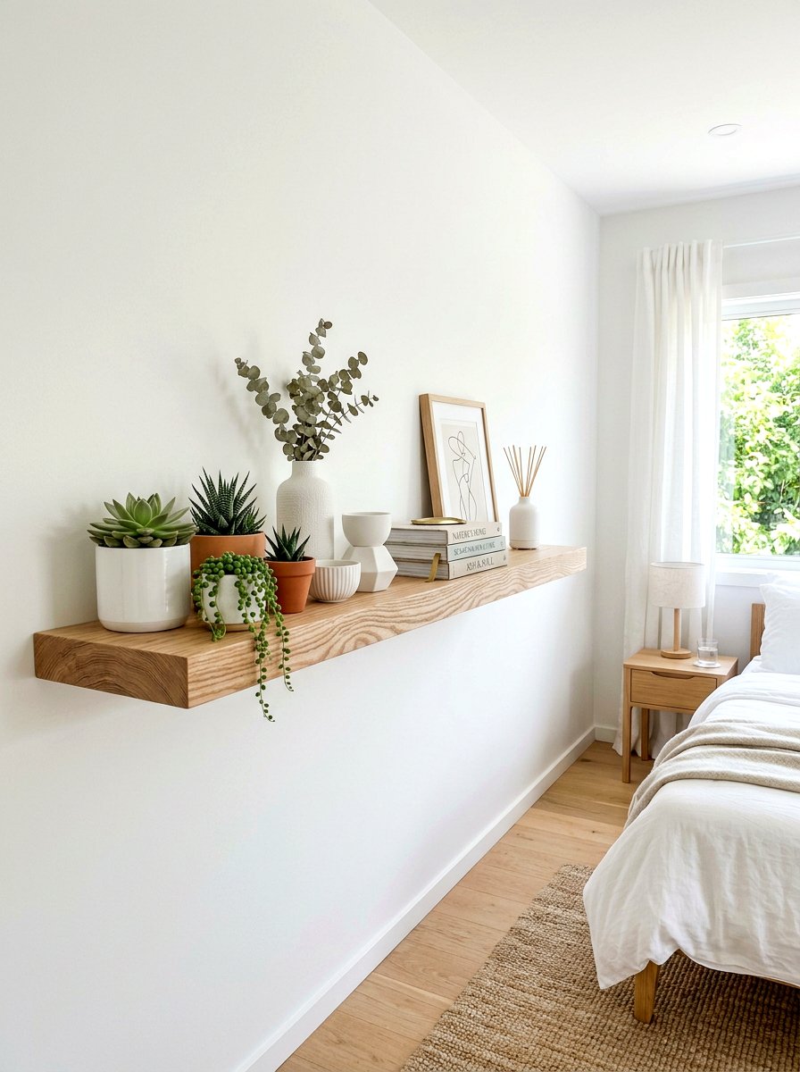 Light Wood Shelf - 25 Spring Bedroom Shelf Ideas