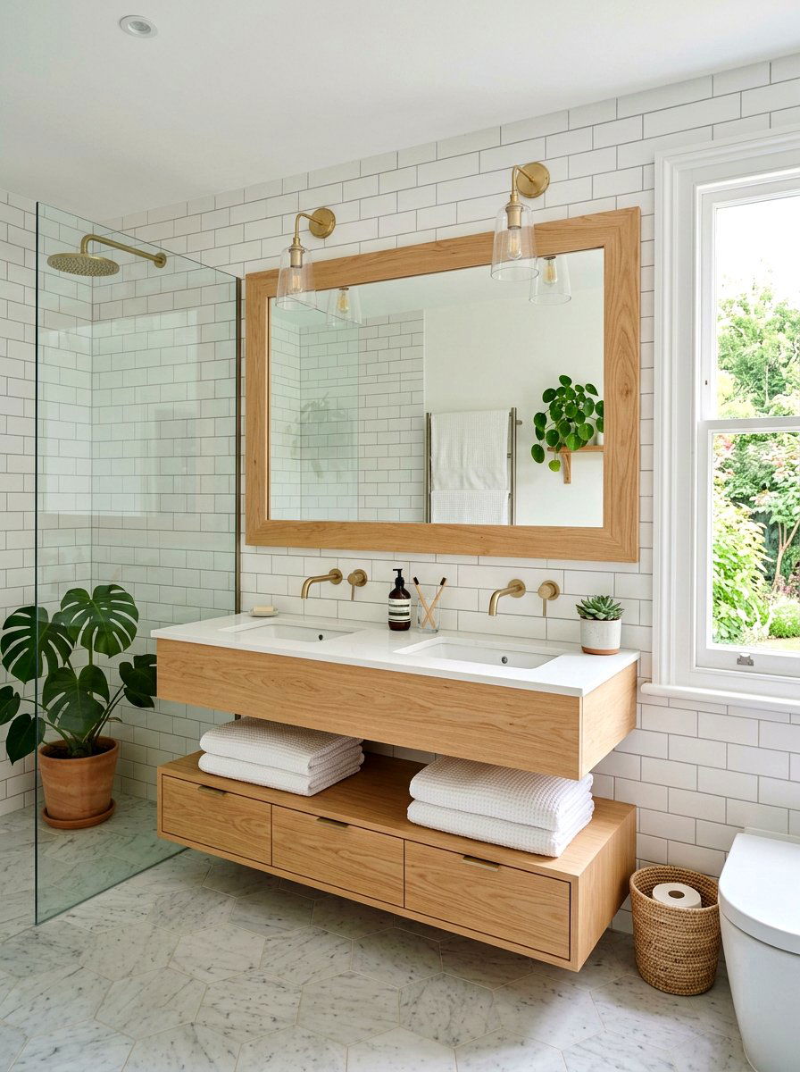 Light Wood Vanity Mirror - 25 Spring Bathroom Vanity Decor Ideas