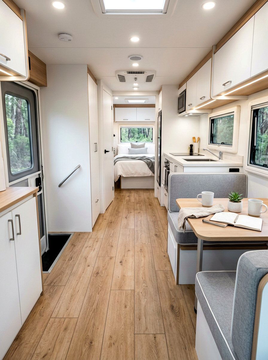 Light Wood Vinyl Flooring - 25 Spring Camper Decor Ideas