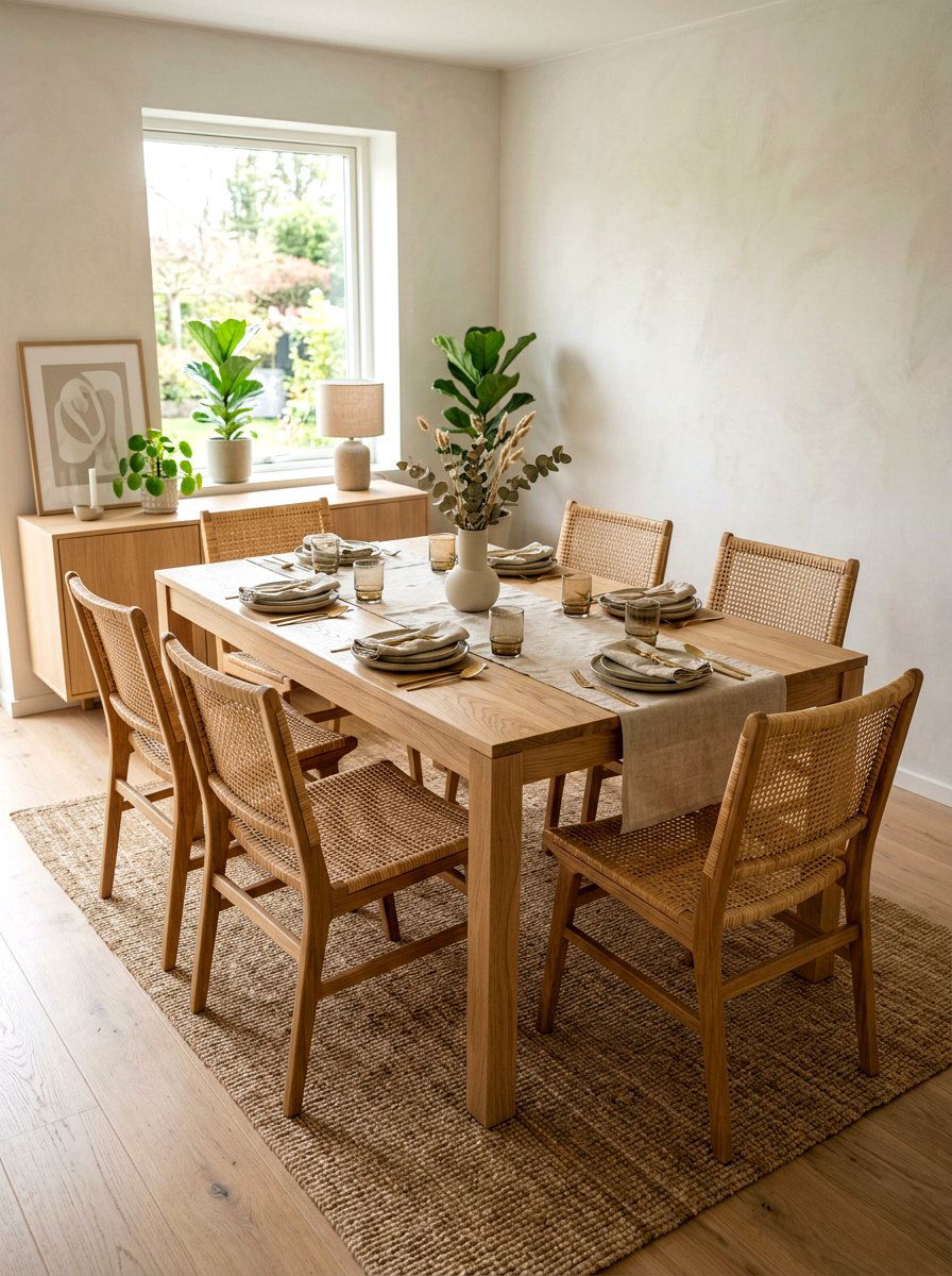 Light wood dining set - 25 Spring Organic Modern Decor Ideas