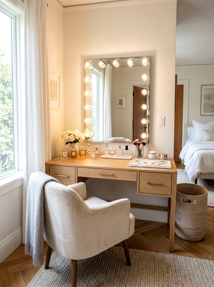 Lighted Makeup Mirror - 25 Spring Bedroom Mirror Ideas