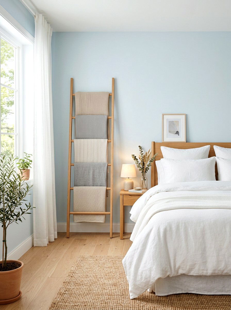 Lightweight Linen Textile - 25 Spring Blanket Ladder Decor Ideas