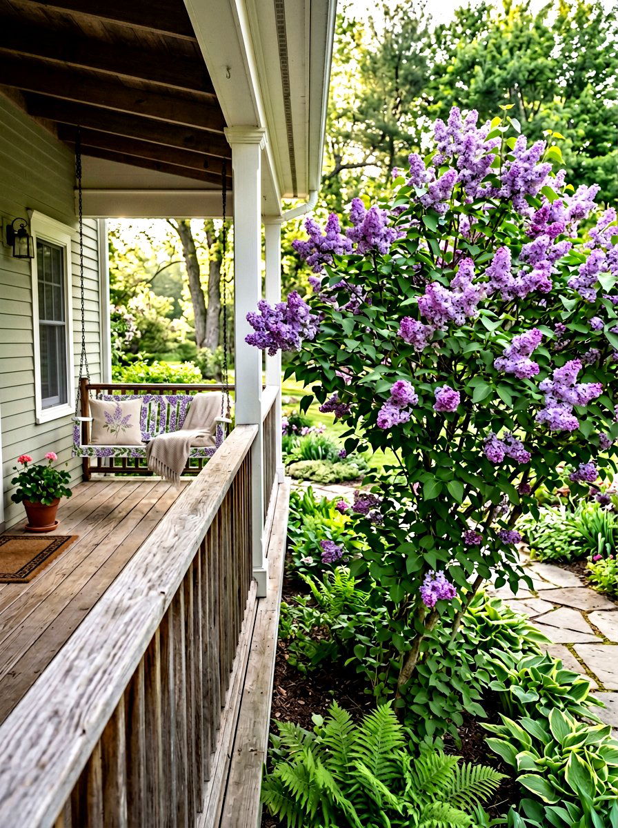 Lilac Bush Near Porch - 25 Spring Lilac Bush Ideas