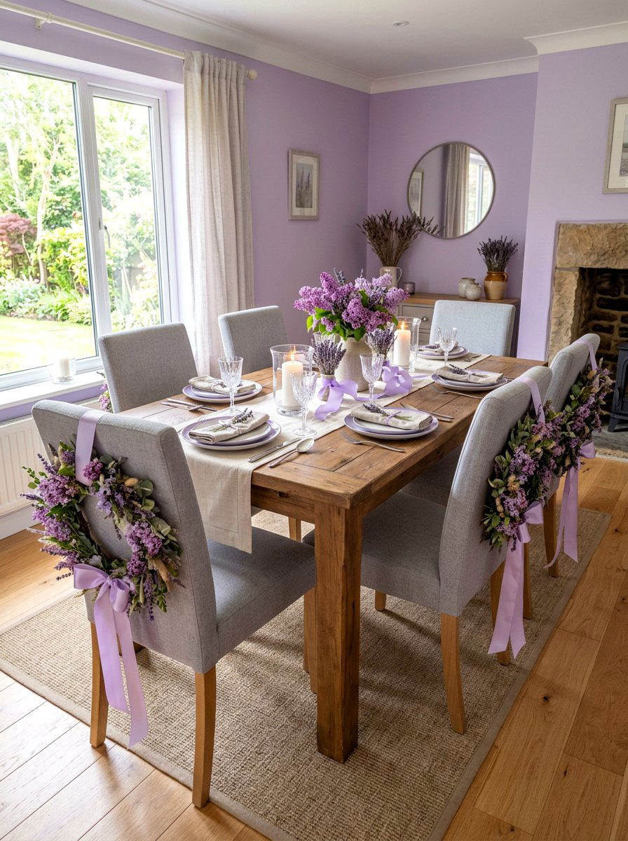 Lilac Chair Wreath - 25 Spring Chair Back Wreath Ideas