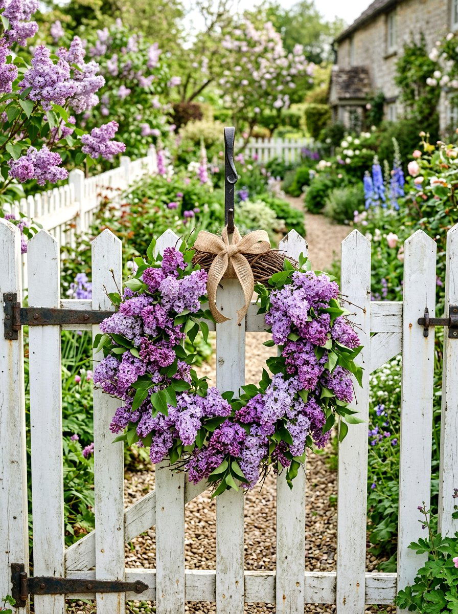 Lilac Cluster Spring Wreath - 25 Spring Fresh Floral Wreath Ideas