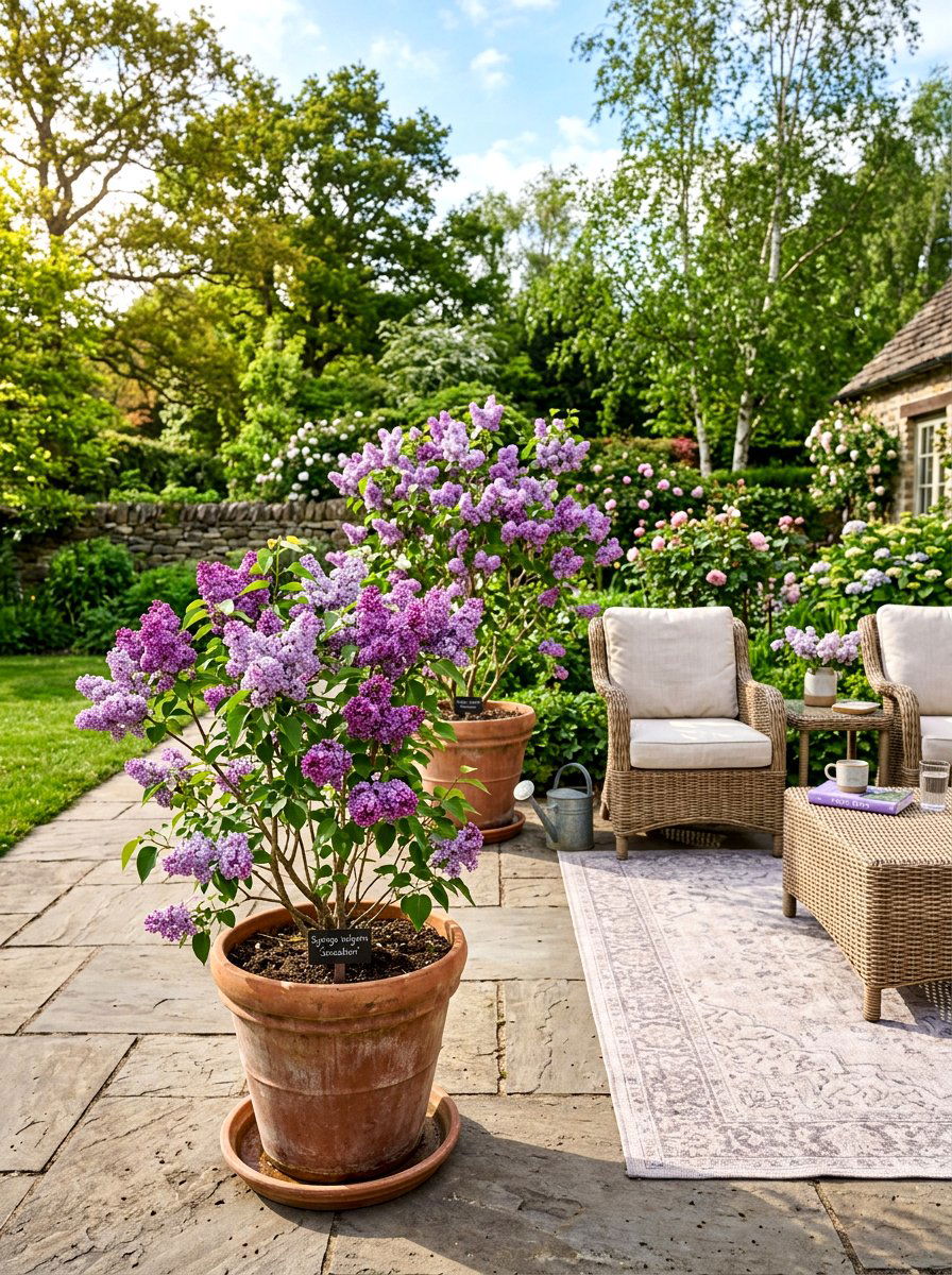 Lilac Container Patio - 25 Spring Lilac Bush Ideas