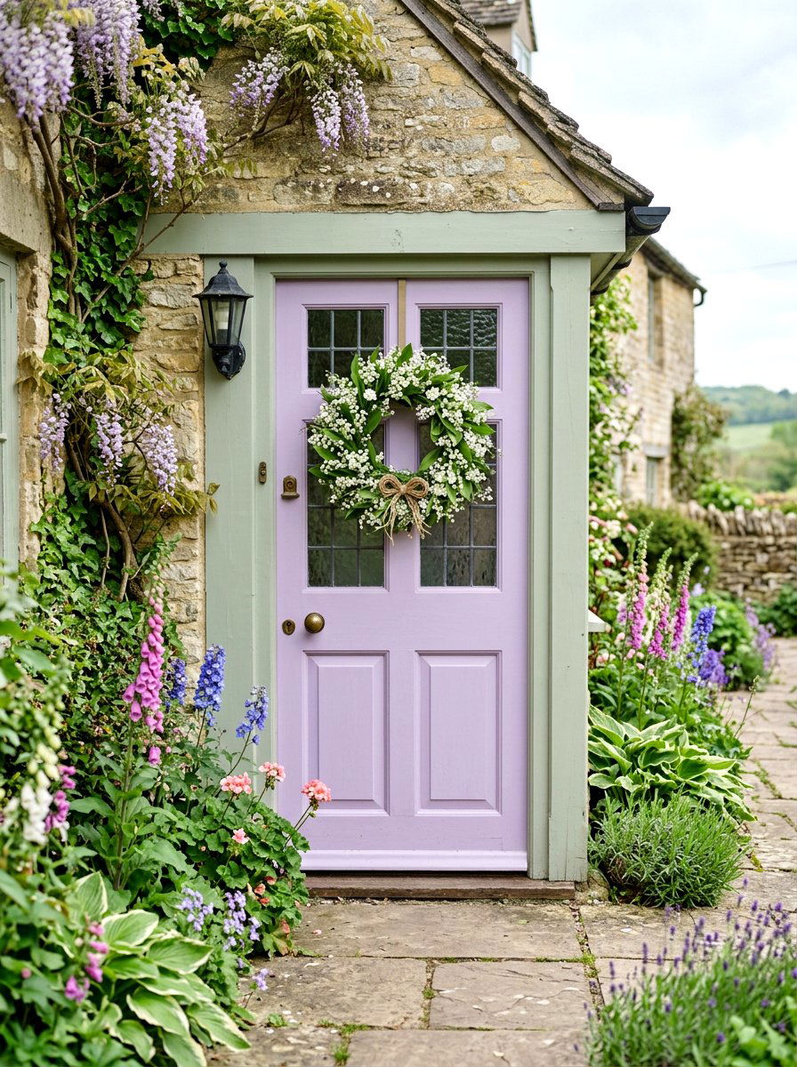 Lilac Cottage Door - 25 Spring Cottage Door Ideas