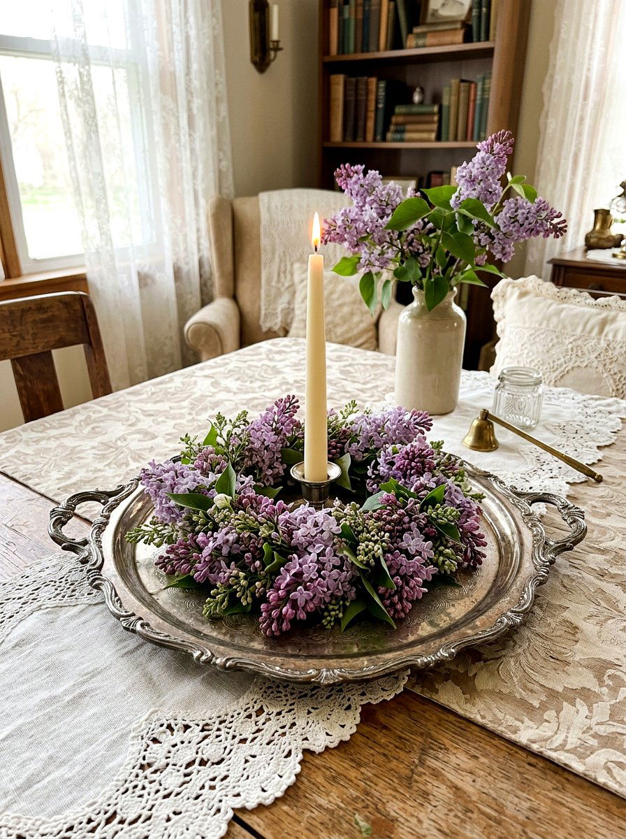 Lilac candle ring - 25 Spring Candle Ring Ideas