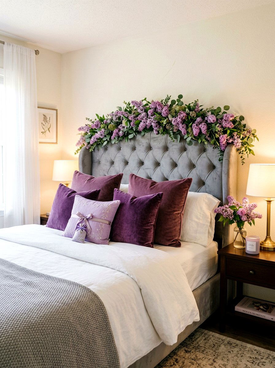 Lilac headboard garland - 25 Spring Flower Garland Ideas
