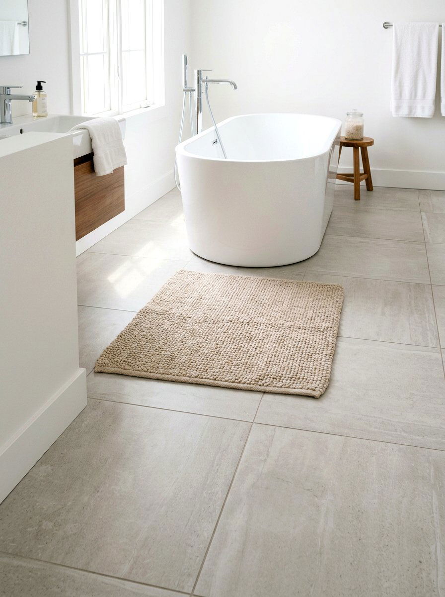 Linen Bath Mat - 25 Spring Bathroom Refresh Ideas