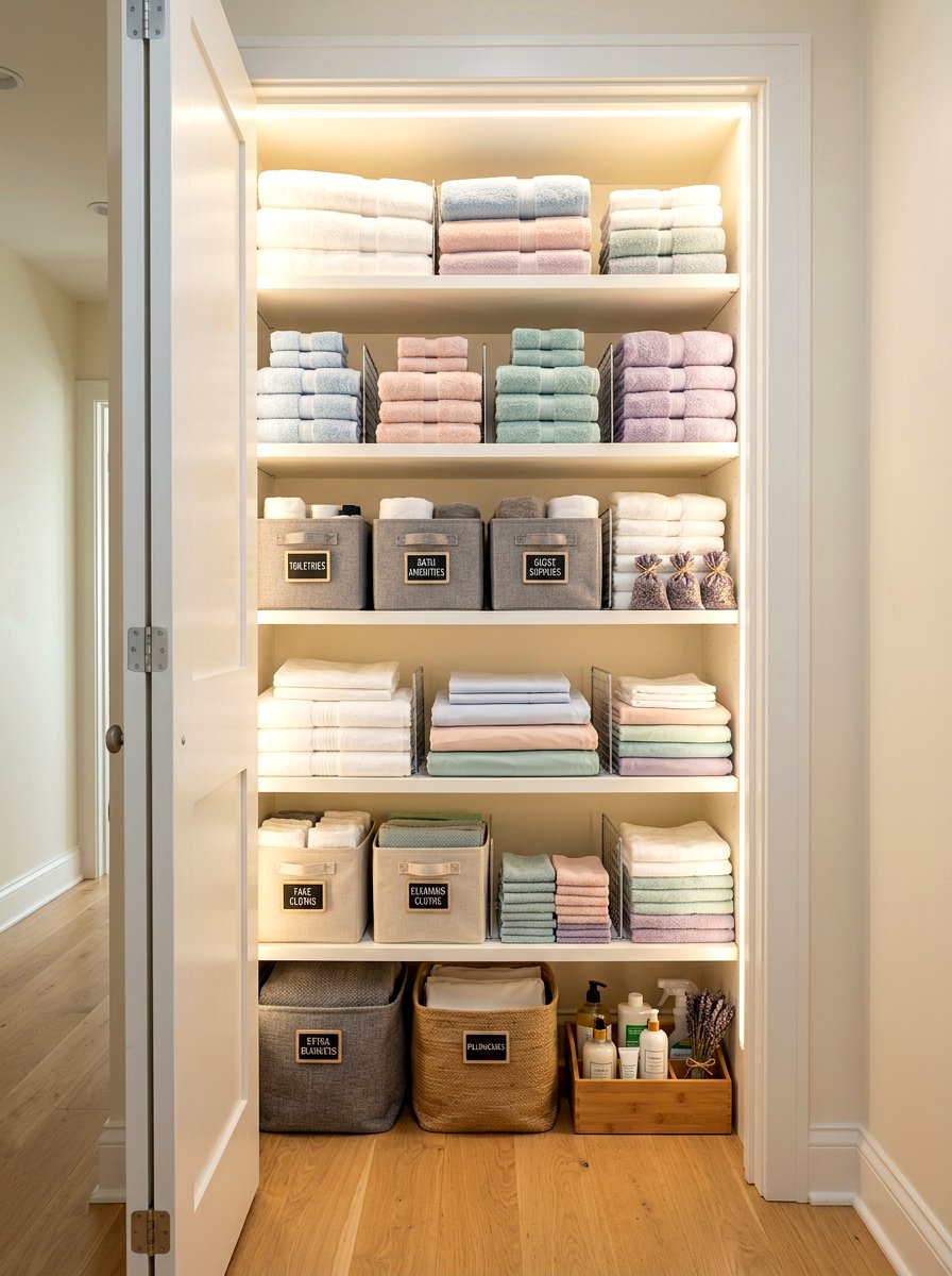 Linen Closet Storage - 25 Spring Cleaning Decor Ideas