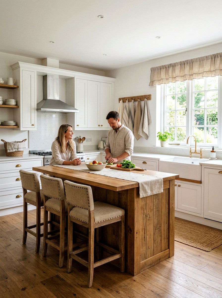 Linen Farmhouse Kitchen - 25 Spring Linen Decor Ideas