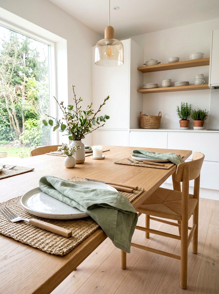 Linen Napkin Detail - 25 Spring Kitchen Table Arrangement Ideas