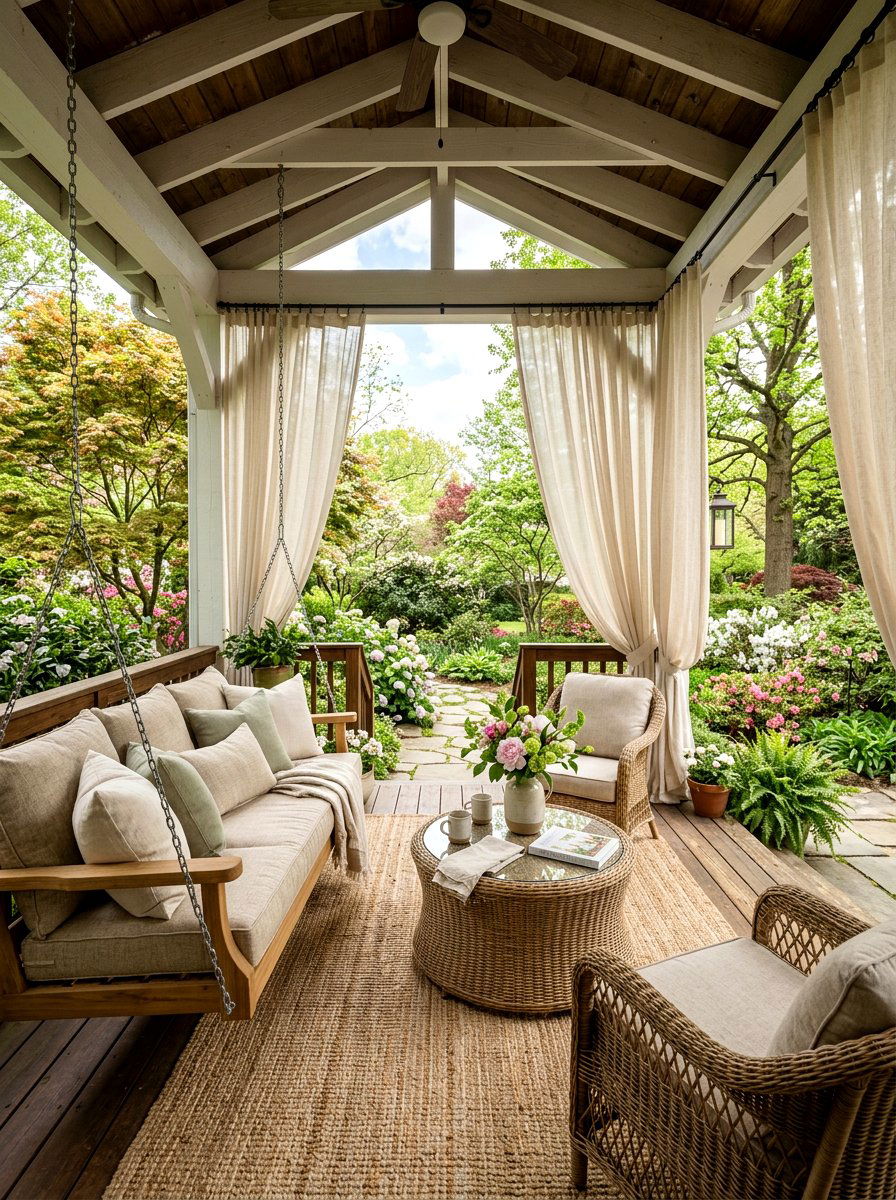 Linen Outdoor Porch - 25 Spring Linen Decor Ideas