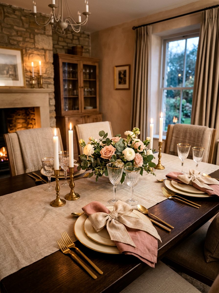 Linen Ribbon Napkin Ring - 25 Spring Napkin Ring Ideas