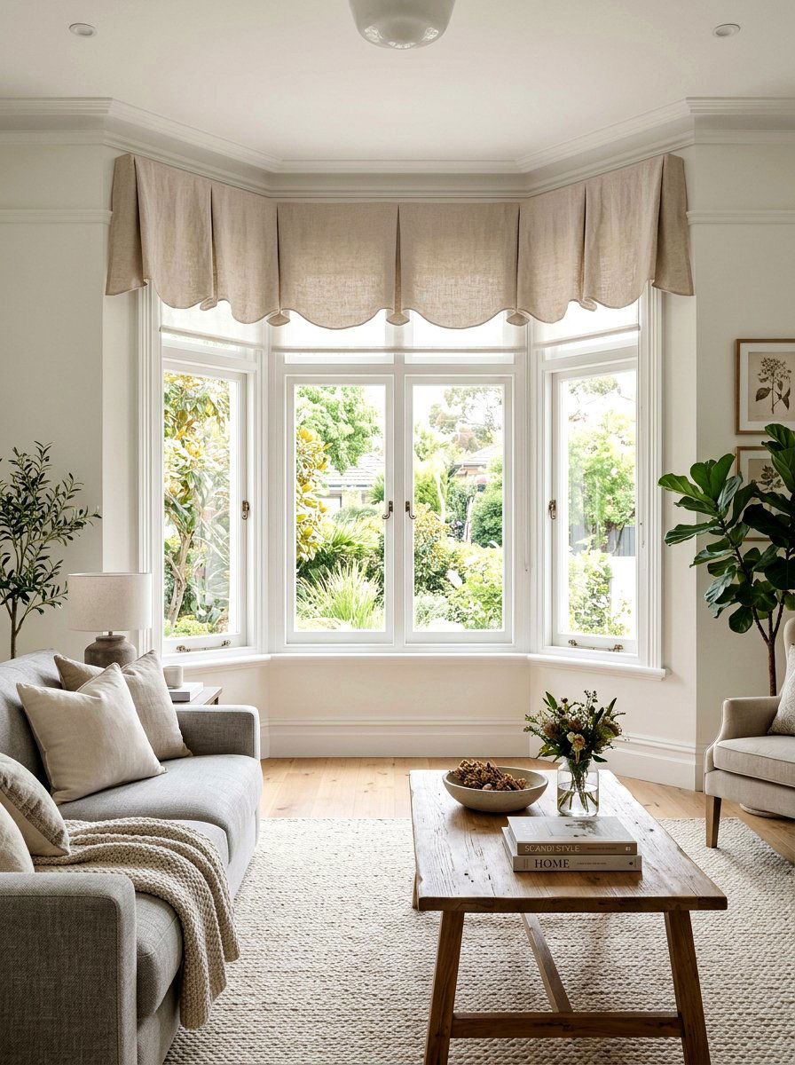 Linen Scalloped Valance - 25 Spring Valance Ideas